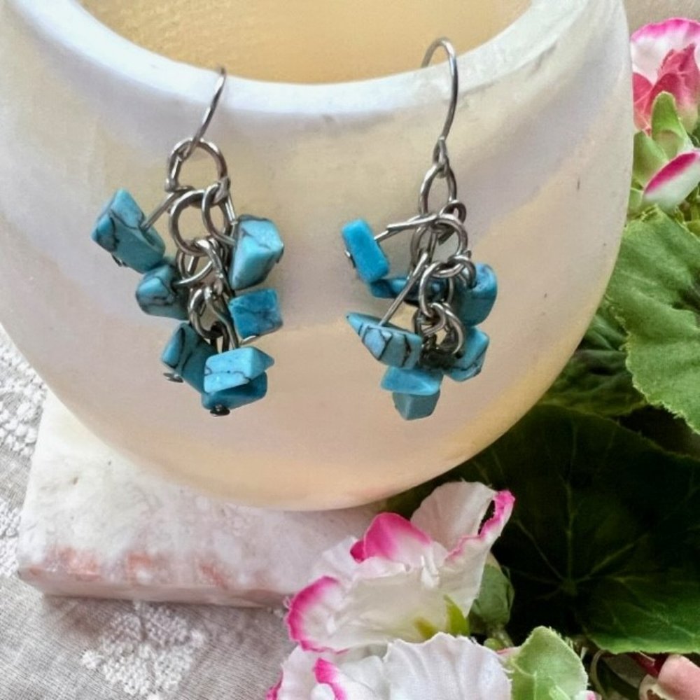 Turquoise Pierced Dangle Earrings